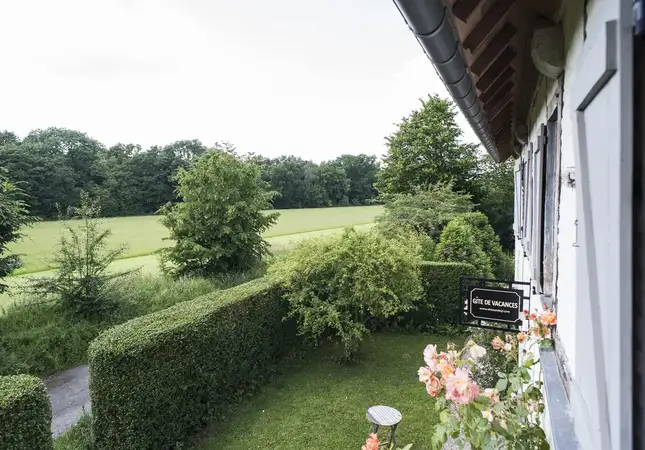 Zijkant vakwerkhuis in natuur